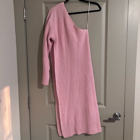 Atoir Pink One Shoulder Mercury Knit Long Sweater - Picture 7 of 10